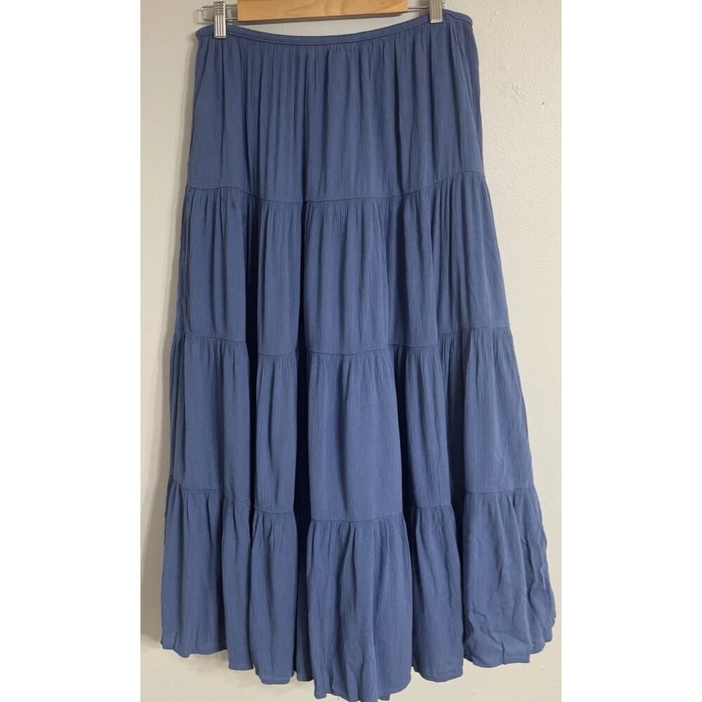 Aerie Maxi Skirt Women’s Size Large Tiered Skirt Relaxed Pull-On Blue NWT - Picture 7 of 12
